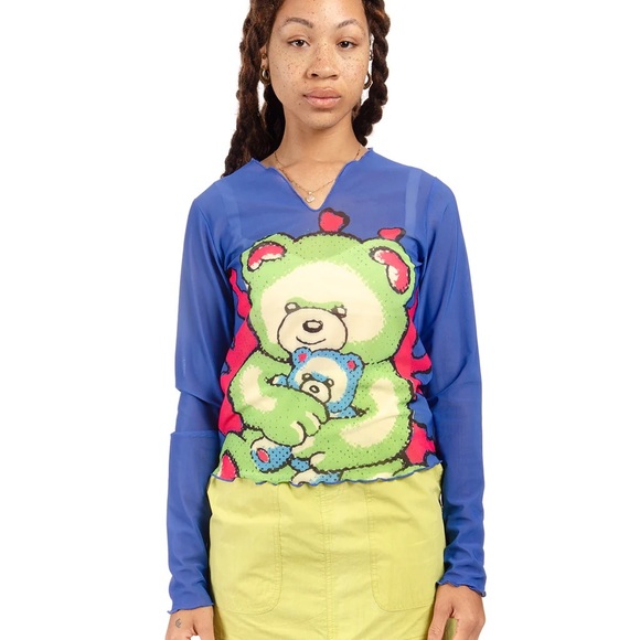 Brain Dead Teddy Hyper Mesh Long Sleeve Top - Picture 3 of 3